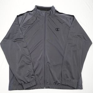 Champion Track Jacket Adult 2XL Gray Full Zip Mock Neck Men's Long Sleeves